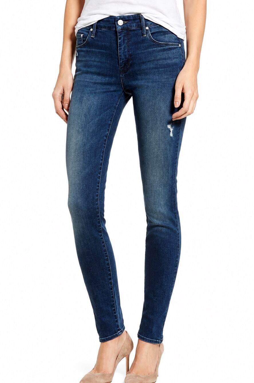 MOTHER The Looker Skinny Jeans Dark Graffiti Distressed Blue Size 24